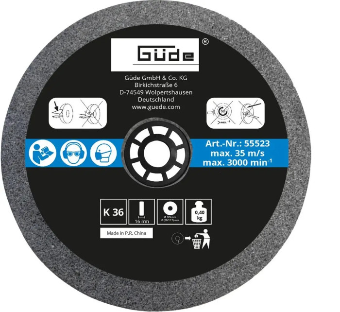 Meule abrasive pour touret 125 x 16 mm – grain 36 – pour G55234