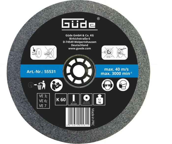 Meule abrasive pour touret G55236 – 175 x 25 mm – grain 60