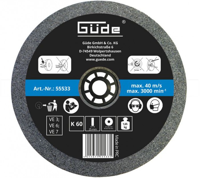 Meule abrasive pour touret G55272 et G55237 – 200 x 25 mm – grain 60