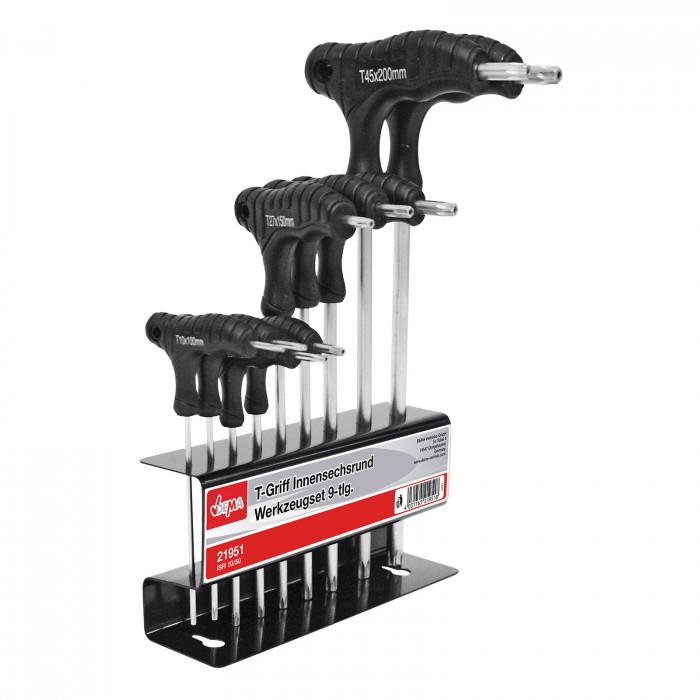 Lot de 9 clés TORX poignées en « T » 280 mm Chrome Vanadium outillage