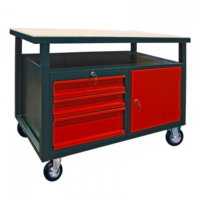 Etabli mobile 3 tiroirs – 1 porte – 1200 x 600 mm