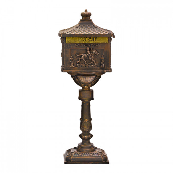 Boîte aux lettres pilier d&rsquo;aspect antique et de couleur bronze