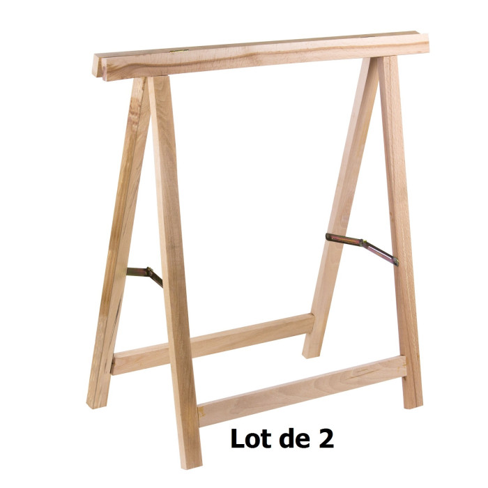 Pack – Tréteaux en bois – Lot de 2