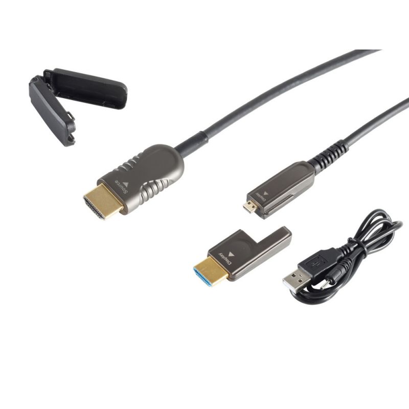 Jeu de câbles d&rsquo;installation optique HDMI, 4K, 50m