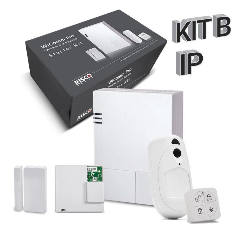 Risco KIT_WICOMM_B_IP Kit « B » IP WiComm Pro Risco. Centrale+Module IP+Commande+PIRCAM+Contact