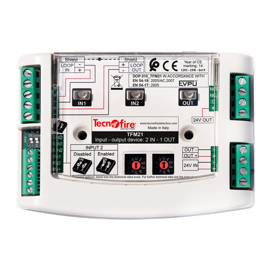 Tecnofire TF-TFM21 – Módulo direccionable 2 entradas + 1 salida, 4…