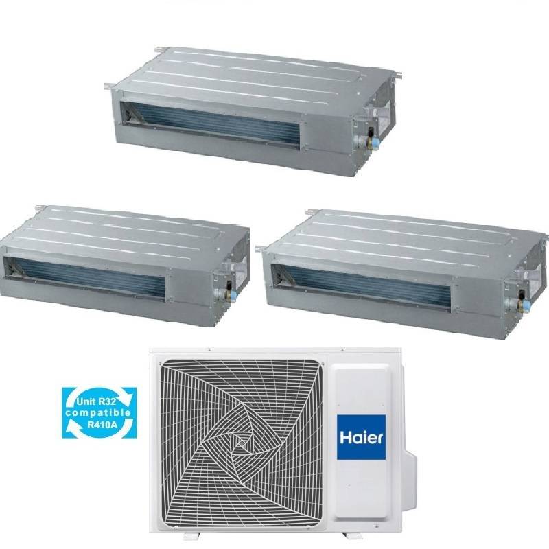 Climatiseur Haier Trial Split Gainable Slim Basse Pression R-32 9000+9000+12000 avec 3U55S2SR2FA